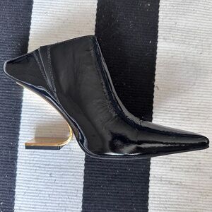 Jeffrey Campbell Sculptural Black Patent Leather Mules